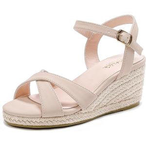 imageGirls Wedge Sandals Espadrilles Flatform Open Toe Dressy Girls Heels Summer Shoes Little Big KidNubuck Nude