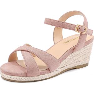 imageGirls Wedge Sandals Espadrilles Flatform Open Toe Dressy Girls Heels Summer Shoes Little Big KidSuede Pink