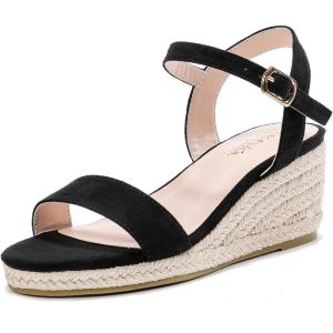 imageGirls Wedge Sandals Platform Espadrille Open Toe Dressy Sandals Summer Girls Heel Little Big KidBlack