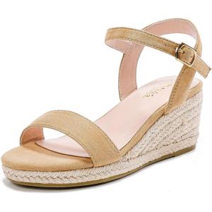 imageGirls Wedge Sandals Platform Espadrille Open Toe Dressy Sandals Summer Girls Heel Little Big KidKhaki