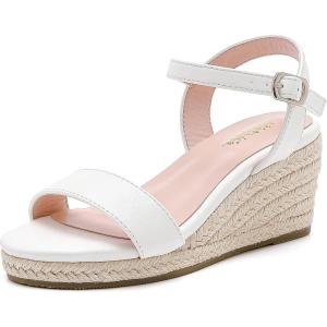 imageGirls Wedge Sandals Platform Espadrille Open Toe Dressy Sandals Summer Girls Heel Little Big KidWhite