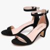 imageGirls Heel Sandals Girl Dress Shoes Open Toe Ankle Strap High Heels Pump Sandals Wedding Party for Little Big KidBlack Suede