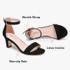 imageGirls Heel Sandals Girl Dress Shoes Open Toe Ankle Strap High Heels Pump Sandals Wedding Party for Little Big KidBlack Suede