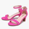 imageGirls Heel Sandals Girl Dress Shoes Open Toe Ankle Strap High Heels Pump Sandals Wedding Party for Little Big KidFuchsia Suede