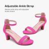 imageGirls Heel Sandals Girl Dress Shoes Open Toe Ankle Strap High Heels Pump Sandals Wedding Party for Little Big KidFuchsia Suede