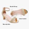 imageGirls Heel Sandals Girl Dress Shoes Open Toe Ankle Strap High Heels Pump Sandals Wedding Party for Little Big KidGlitter Gold