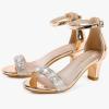 imageGirls Heel Sandals Girl Dress Shoes Open Toe Ankle Strap High Heels Pump Sandals Wedding Party for Little Big KidGold