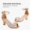 imageGirls Heel Sandals Girl Dress Shoes Open Toe Ankle Strap High Heels Pump Sandals Wedding Party for Little Big KidGold