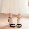 imageGirls Heel Sandals Girl Dress Shoes Open Toe Ankle Strap High Heels Pump Sandals Wedding Party for Little Big KidNubuck Black