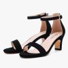 imageGirls Heel Sandals Girl Dress Shoes Open Toe Ankle Strap High Heels Pump Sandals Wedding Party for Little Big KidNubuck Black