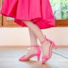 imageGirls Heel Sandals Girl Dress Shoes Open Toe Ankle Strap High Heels Pump Sandals Wedding Party for Little Big KidNubuck Fuchsia