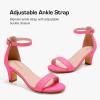imageGirls Heel Sandals Girl Dress Shoes Open Toe Ankle Strap High Heels Pump Sandals Wedding Party for Little Big KidNubuck Fuchsia