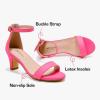 imageGirls Heel Sandals Girl Dress Shoes Open Toe Ankle Strap High Heels Pump Sandals Wedding Party for Little Big KidNubuck Fuchsia