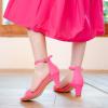 imageGirls Heel Sandals Girl Dress Shoes Open Toe Ankle Strap High Heels Pump Sandals Wedding Party for Little Big KidNubuck Fuchsia