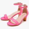 imageGirls Heel Sandals Girl Dress Shoes Open Toe Ankle Strap High Heels Pump Sandals Wedding Party for Little Big KidNubuck Fuchsia