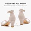 imageGirls Heel Sandals Girl Dress Shoes Open Toe Ankle Strap High Heels Pump Sandals Wedding Party for Little Big KidNubuck Nude
