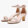 imageGirls Heel Sandals Girl Dress Shoes Open Toe Ankle Strap High Heels Pump Sandals Wedding Party for Little Big KidNubuck Nude