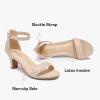 imageGirls Heel Sandals Girl Dress Shoes Open Toe Ankle Strap High Heels Pump Sandals Wedding Party for Little Big KidNude Suede
