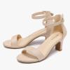 imageGirls Heel Sandals Girl Dress Shoes Open Toe Ankle Strap High Heels Pump Sandals Wedding Party for Little Big KidNude Suede