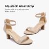 imageGirls Heel Sandals Girl Dress Shoes Open Toe Ankle Strap High Heels Pump Sandals Wedding Party for Little Big KidNude Suede