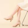 imageGirls Heel Sandals Girl Dress Shoes Open Toe Ankle Strap High Heels Pump Sandals Wedding Party for Little Big KidNude Suede