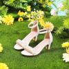 imageGirls Heel Sandals Girl Dress Shoes Open Toe Ankle Strap High Heels Pump Sandals Wedding Party for Little Big KidPearl White