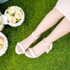 imageGirls Heel Sandals Girl Dress Shoes Open Toe Ankle Strap High Heels Pump Sandals Wedding Party for Little Big KidPearl White