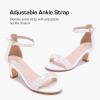 imageGirls Heel Sandals Girl Dress Shoes Open Toe Ankle Strap High Heels Pump Sandals Wedding Party for Little Big KidPearl White