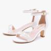 imageGirls Heel Sandals Girl Dress Shoes Open Toe Ankle Strap High Heels Pump Sandals Wedding Party for Little Big KidPearl White