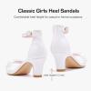 imageGirls Heel Sandals Girl Dress Shoes Open Toe Ankle Strap High Heels Pump Sandals Wedding Party for Little Big KidPearl White
