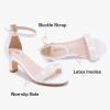 imageGirls Heel Sandals Girl Dress Shoes Open Toe Ankle Strap High Heels Pump Sandals Wedding Party for Little Big KidPearl White