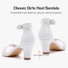 imageGirls Heel Sandals Girl Dress Shoes Open Toe Ankle Strap High Heels Pump Sandals Wedding Party for Little Big KidPu White