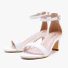 imageGirls Heel Sandals Girl Dress Shoes Open Toe Ankle Strap High Heels Pump Sandals Wedding Party for Little Big KidPu White