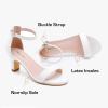 imageGirls Heel Sandals Girl Dress Shoes Open Toe Ankle Strap High Heels Pump Sandals Wedding Party for Little Big KidPu White