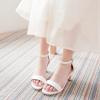 imageGirls Heel Sandals Girl Dress Shoes Open Toe Ankle Strap High Heels Pump Sandals Wedding Party for Little Big KidPu White