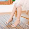 imageGirls Heel Sandals Girl Dress Shoes Open Toe Ankle Strap High Heels Pump Sandals Wedding Party for Little Big KidR Silver