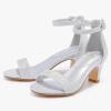 imageGirls Heel Sandals Girl Dress Shoes Open Toe Ankle Strap High Heels Pump Sandals Wedding Party for Little Big KidR Silver