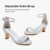 imageGirls Heel Sandals Girl Dress Shoes Open Toe Ankle Strap High Heels Pump Sandals Wedding Party for Little Big KidSilver