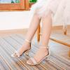 imageGirls Heel Sandals Girl Dress Shoes Open Toe Ankle Strap High Heels Pump Sandals Wedding Party for Little Big KidSilver