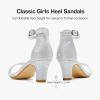 imageGirls Heel Sandals Girl Dress Shoes Open Toe Ankle Strap High Heels Pump Sandals Wedding Party for Little Big KidSilver