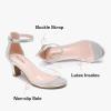 imageGirls Heel Sandals Girl Dress Shoes Open Toe Ankle Strap High Heels Pump Sandals Wedding Party for Little Big KidSilver Clear