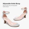 imageGirls Heel Sandals Girl Dress Shoes Open Toe Ankle Strap High Heels Pump Sandals Wedding Party for Little Big KidSilver Clear