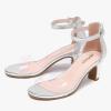 imageGirls Heel Sandals Girl Dress Shoes Open Toe Ankle Strap High Heels Pump Sandals Wedding Party for Little Big KidSilver Clear