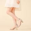 imageGirls Heel Sandals Girl Dress Shoes Open Toe Ankle Strap High Heels Pump Sandals Wedding Party for Little Big KidSilver Clear