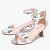 imageGirls Heel Sandals Girl Dress Shoes Open Toe Ankle Strap High Heels Pump Sandals Wedding Party for Little Big KidSilver Metallic