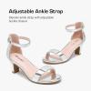 imageGirls Heel Sandals Girl Dress Shoes Open Toe Ankle Strap High Heels Pump Sandals Wedding Party for Little Big KidSilver Metallic