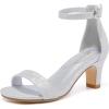 imageGirls Heel Sandals Girl Dress Shoes Open Toe Ankle Strap High Heels Pump Sandals Wedding Party for Little Big KidR Silver