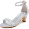 imageGirls Heel Sandals Girl Dress Shoes Open Toe Ankle Strap High Heels Pump Sandals Wedding Party for Little Big KidSilver