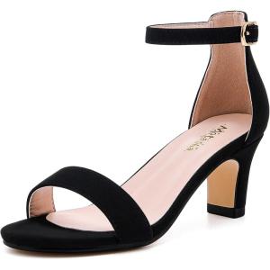 imageGirls Heel Sandals Girl Dress Shoes Open Toe Ankle Strap High Heels Pump Sandals Wedding Party for Little Big KidNubuck Black