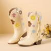 imageGirls Cowboy Boots Toddler Cowgirl Floral Embroidered Fringe Little Kids Western Boots Girl Riding Boot Birthday PartyApricot